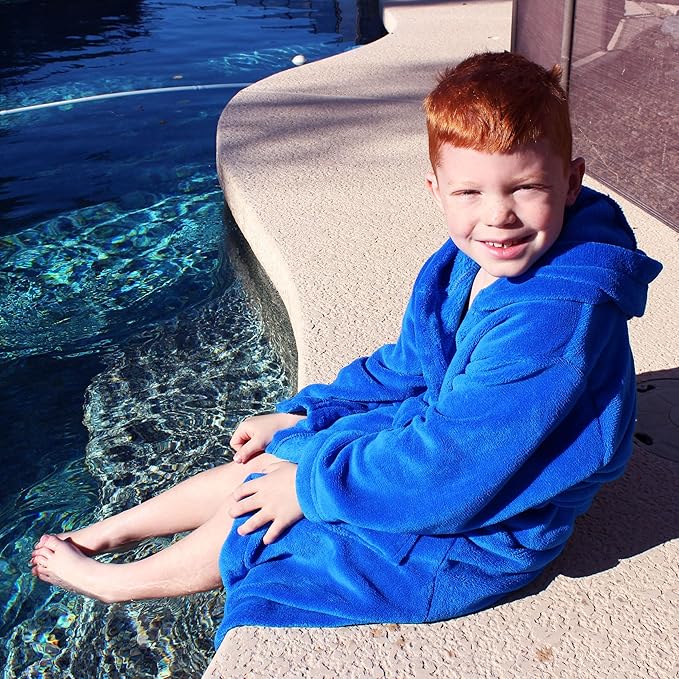 Kids Cozy Robe Super Soft Plush Kids Bathrobe in Classic & Vibrant Hues - Ages 4-15